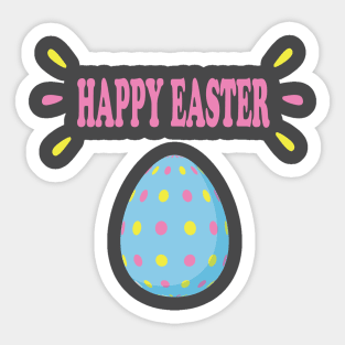 Happy Easter in Blue Pink Yellow Sticker